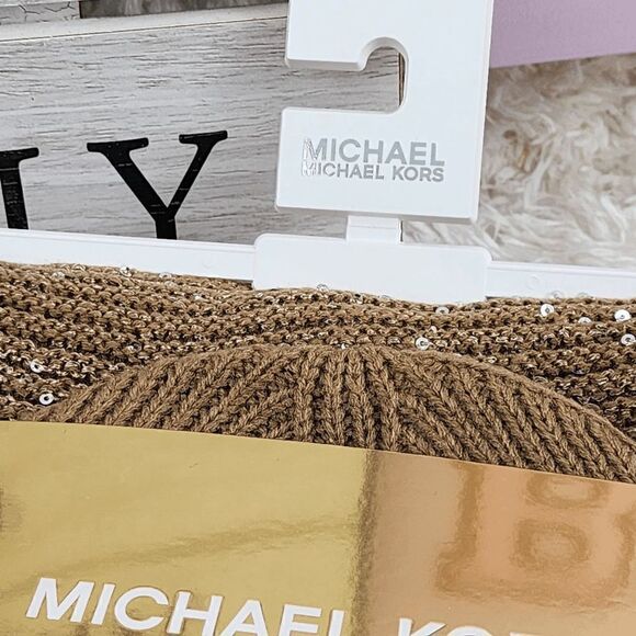 NWT {Michel Kors} Scarf and Hat Set Brown and Sequin NWT - Picture 4 of 5